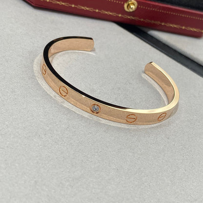 [Baslove]ラブブレスレット 6.1mm 1ダイヤモンド オープンカフ