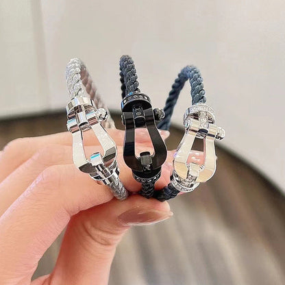 [Baslove]FORCE GROSSES HUFEISEN-HALBDIAMANTARMBAND SILBER