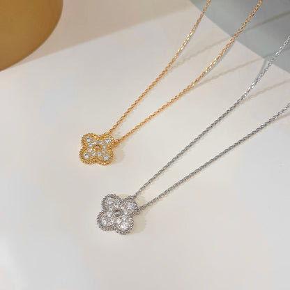 [Baslove]クローバー 15MM ダイヤモンド シングルフラワーネックレス