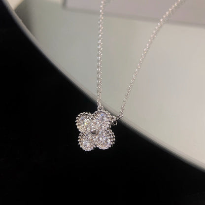 [Baslove]クローバー 15MM ダイヤモンド シングルフラワーネックレス