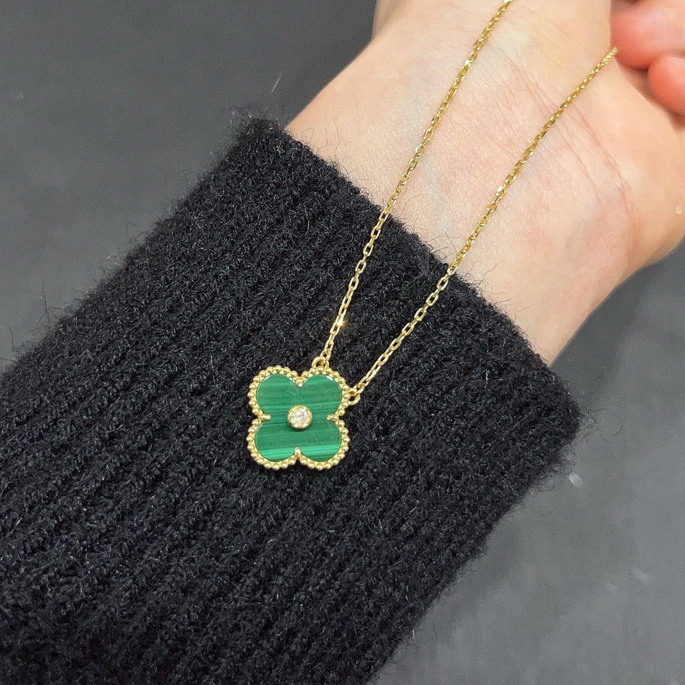 [Violet JW]CLOVER 15MM DIAMOND TURQUOISE NECKLACE