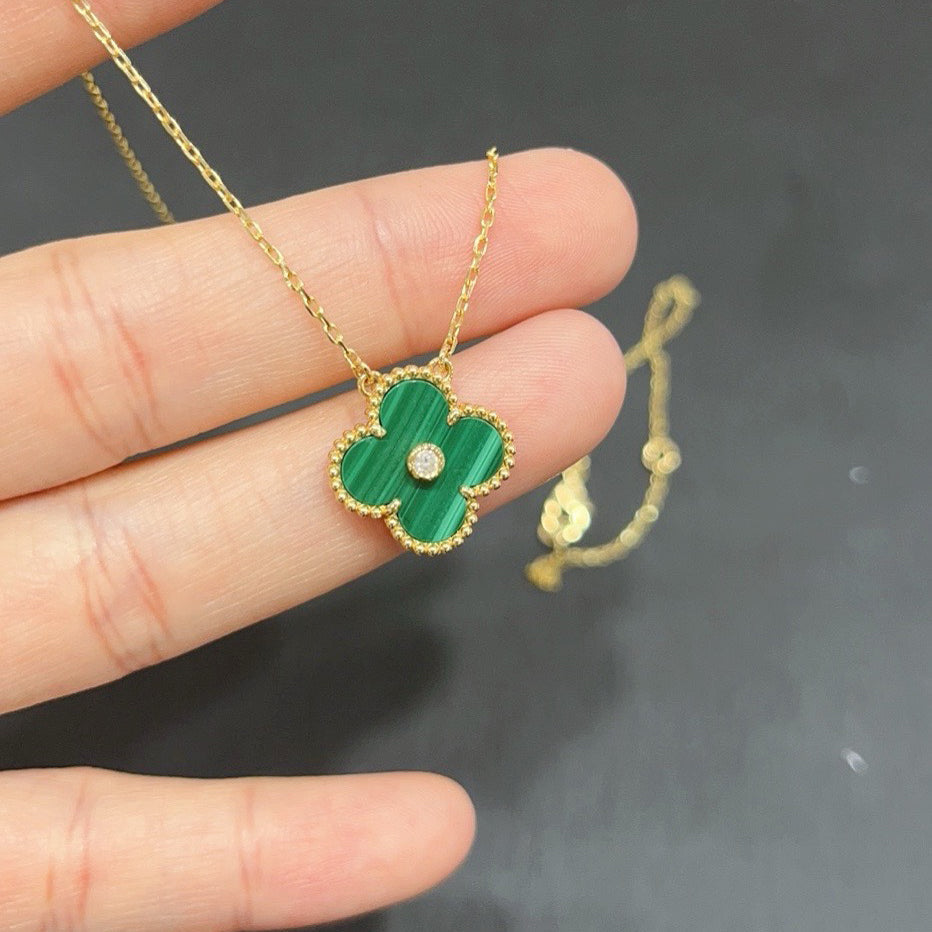 [Violet JW]CLOVER 15MM DIAMOND TURQUOISE NECKLACE
