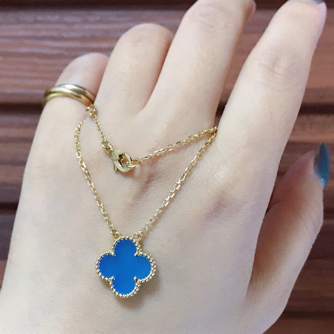 [Baslove]CLOVER 15MM BLAU ACHAT HALSKETTE