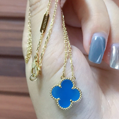 [Baslove]CLOVER 15MM BLAU ACHAT HALSKETTE