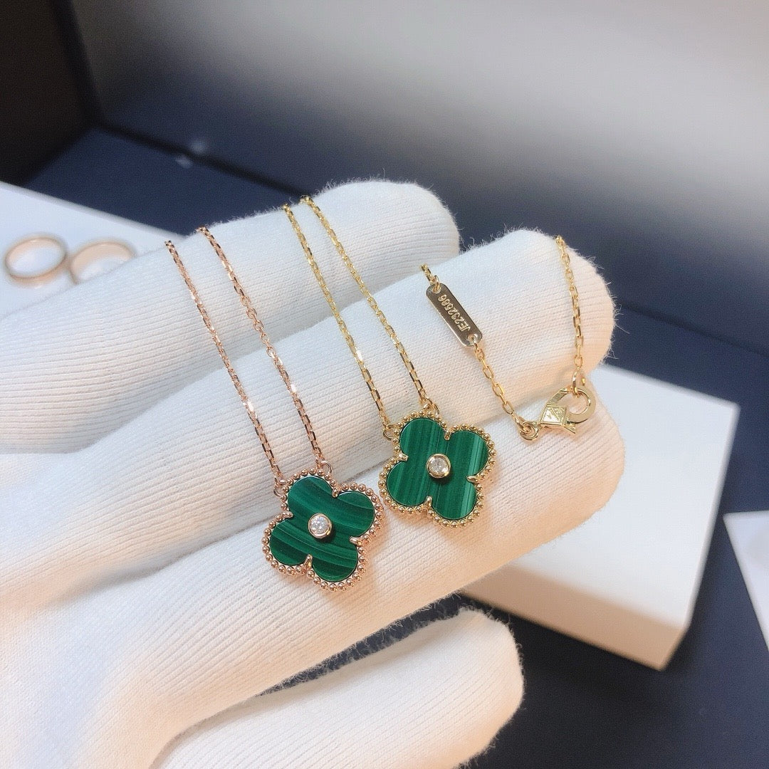[Violet JW]CLOVER 15MM DIAMOND TURQUOISE NECKLACE