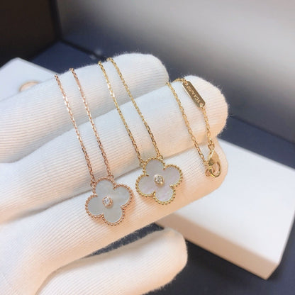 [Baslove]CLOVER 15MM DIAMANT WEISS FRITILLARIA HALSKETTE