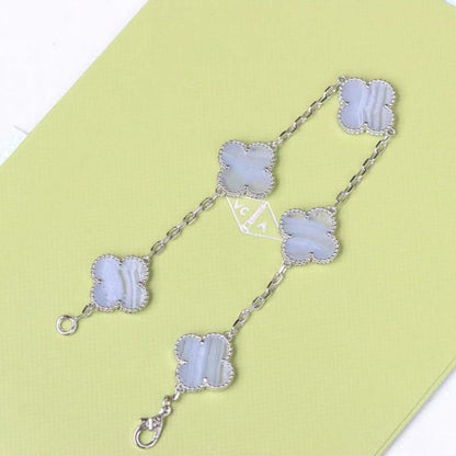[Violet JW]CLOVER  5 MOTIF PURPLE CHALCEDONY BRACELET SILVER