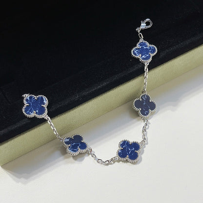 [Violet JW]CLOVER 5 MOTIF PIETERSITE SILVER BRACELET