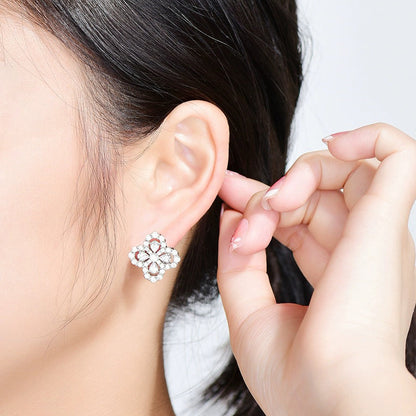 [Violet JW]LOOP EARRINGS FULL MOTIF DIAMOND 16MM SILVE