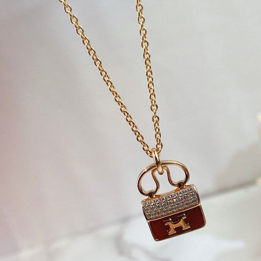 [Baslove] CONSTANCE RED ANHÄNGER ROSA GOLD HALSKETTE