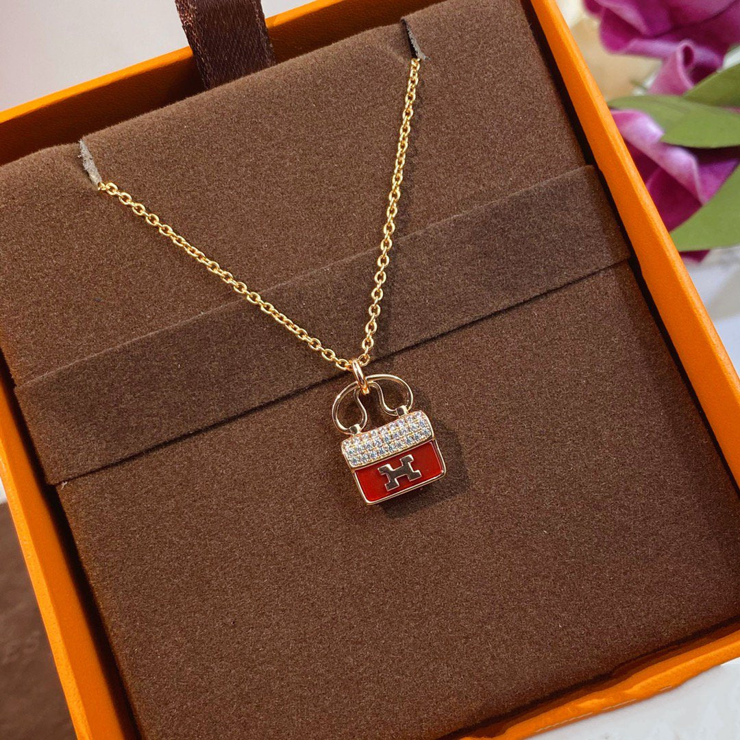 [Baslove] CONSTANCE RED ANHÄNGER ROSA GOLD HALSKETTE