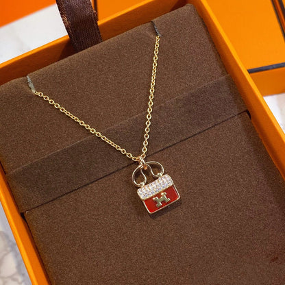 [Baslove] CONSTANCE RED ANHÄNGER ROSA GOLD HALSKETTE
