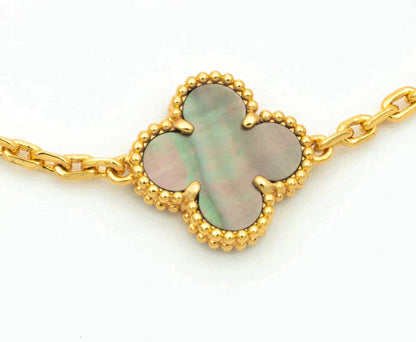 [Violet JW]CLOVER 5 MOTIF GRAY MOP DIAMOND BRACELET