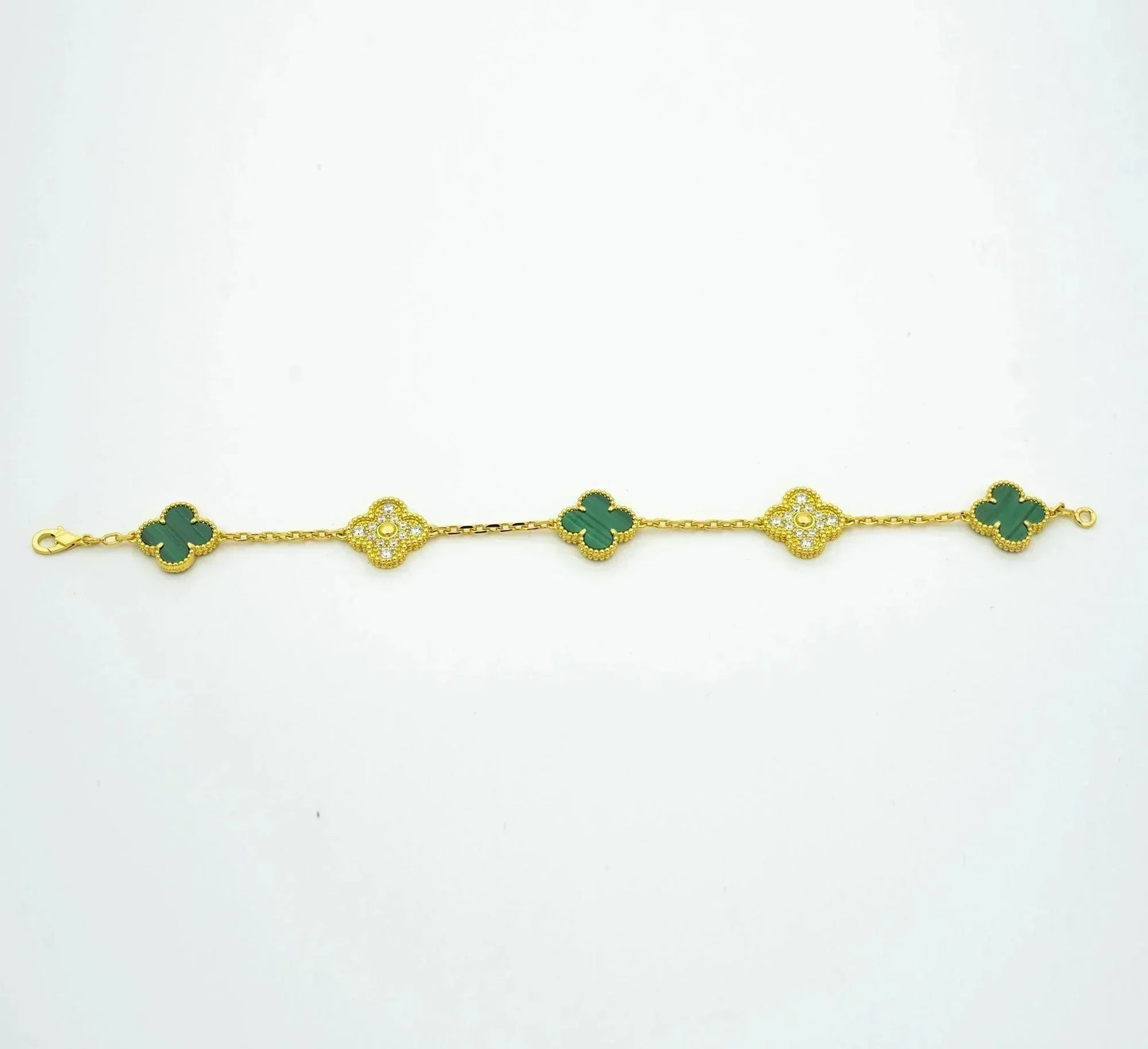 [Violet JW]CLOVER  5 MOTIF MALACHITE DIAMOND BRACELET