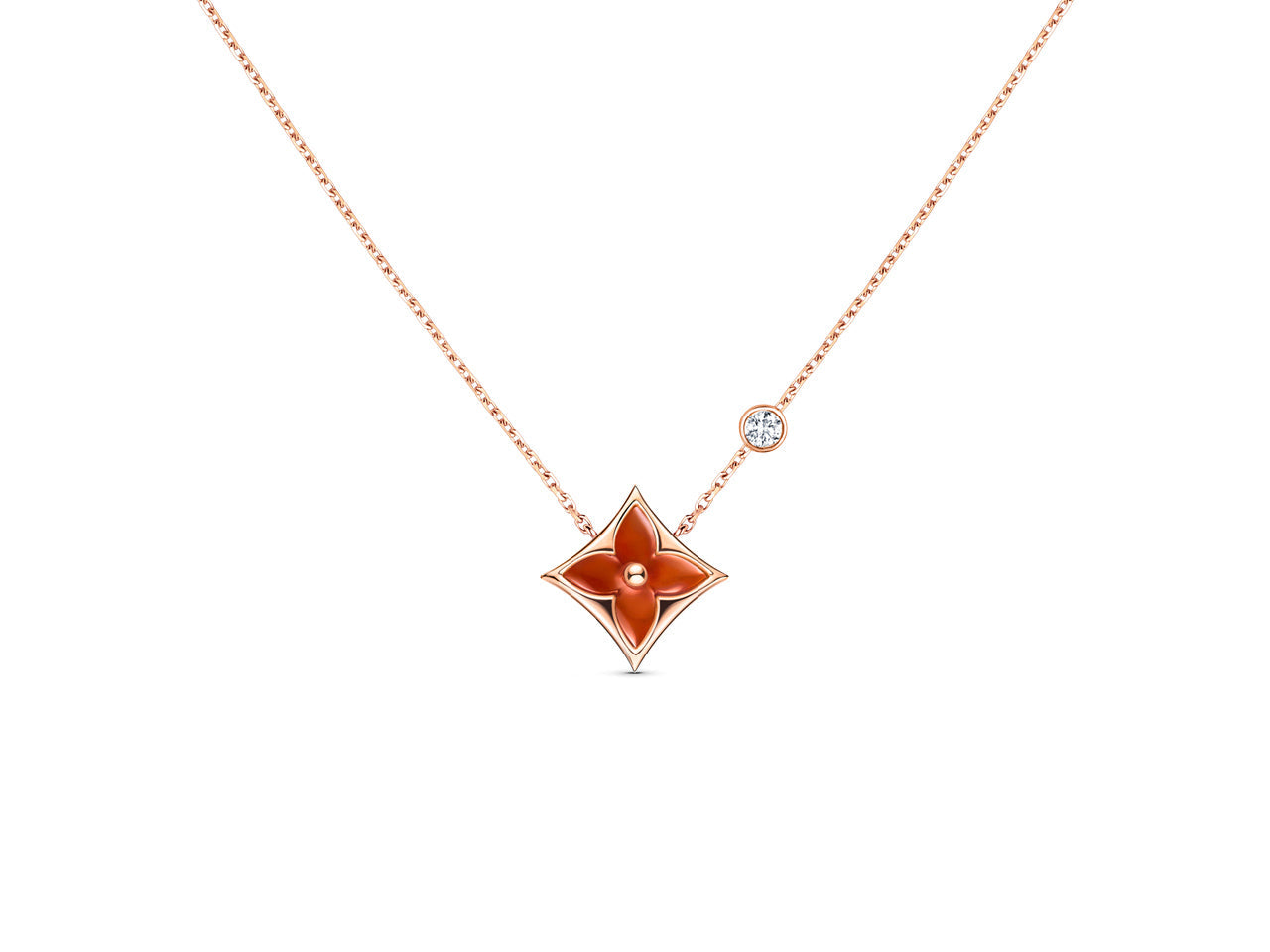 [Baslove]Stern Halskette Roségold 1 Diamant