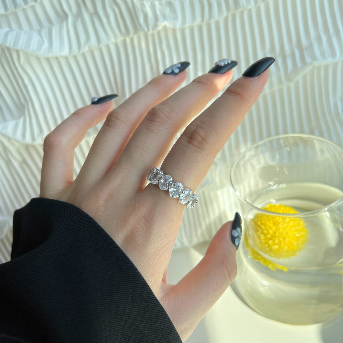 [Violet JW]Dainty Elongated Cushion Cut Tennis Ring