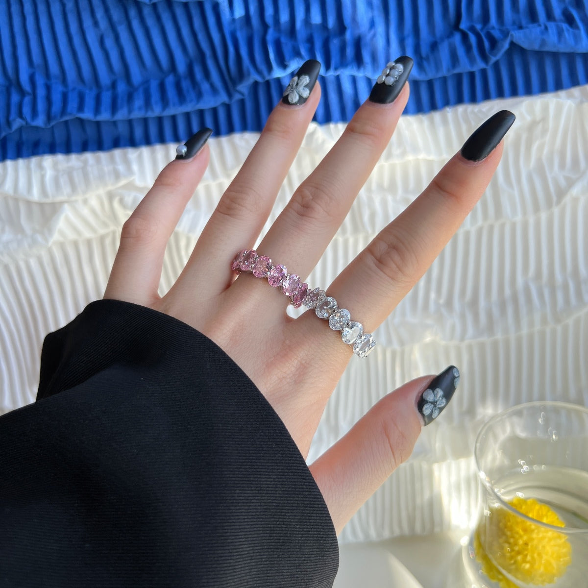 [Violet JW]Dainty Elongated Cushion Cut Tennis Ring