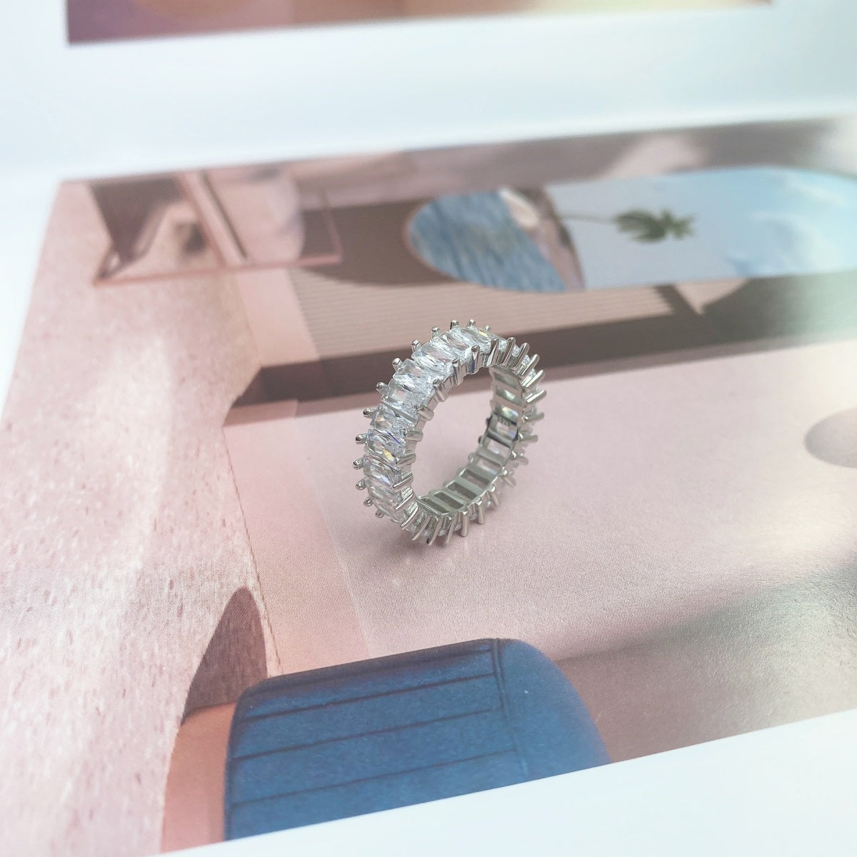 [Violet JW]Unique Colorful Radiant Cut RIng