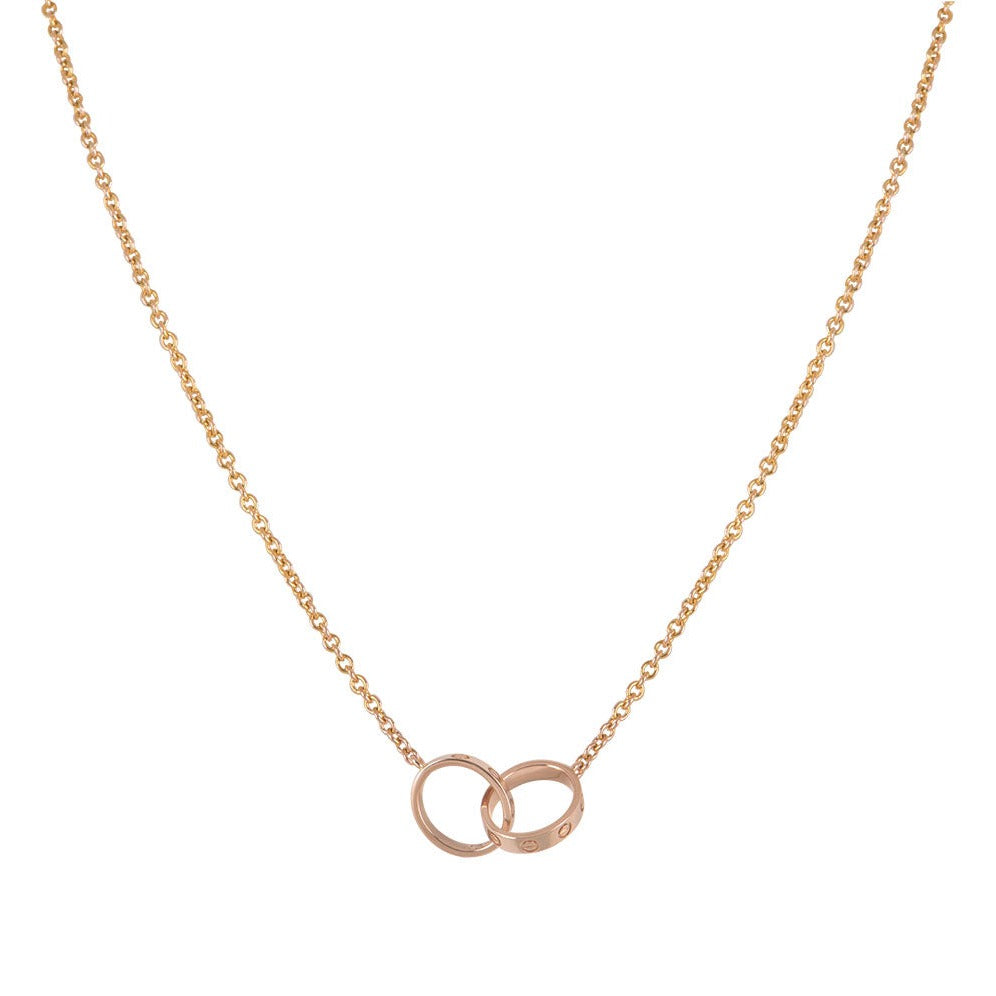 [Baslove] LIEBE HALSKETTE DOPPELRING ROSA GOLD 
