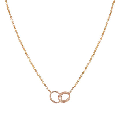 [Baslove] LIEBE HALSKETTE DOPPELRING ROSA GOLD 