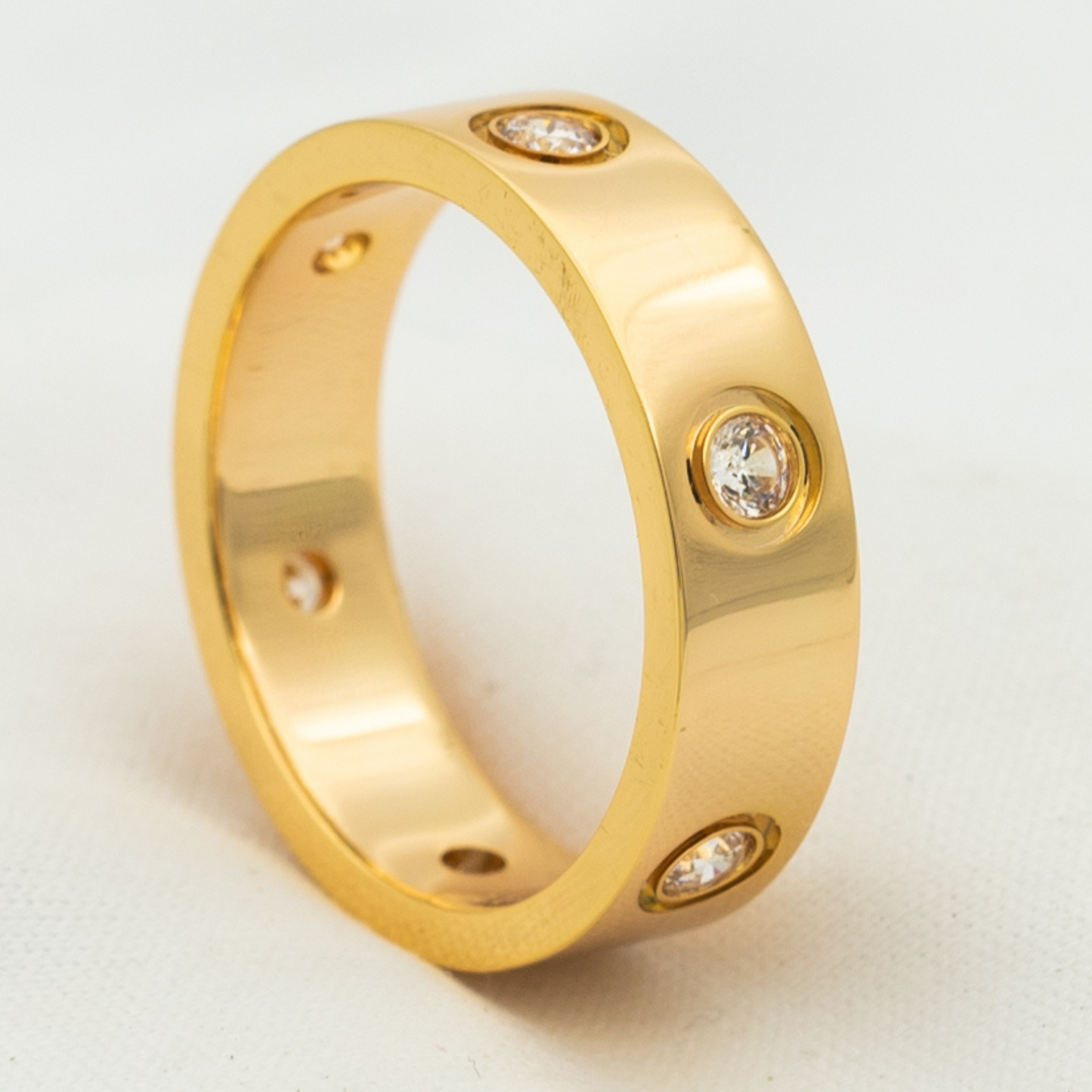 [Violet JW]LOVE RING 5.5MM 6 DIAMONDS PINK GOLD