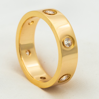 [Violet JW]LOVE RING 5.5MM 6 DIAMONDS PINK GOLD