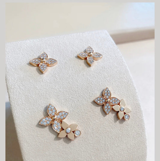[Baslove] STAR BLOSSOM Ohrstecker Roségold Diamanten
