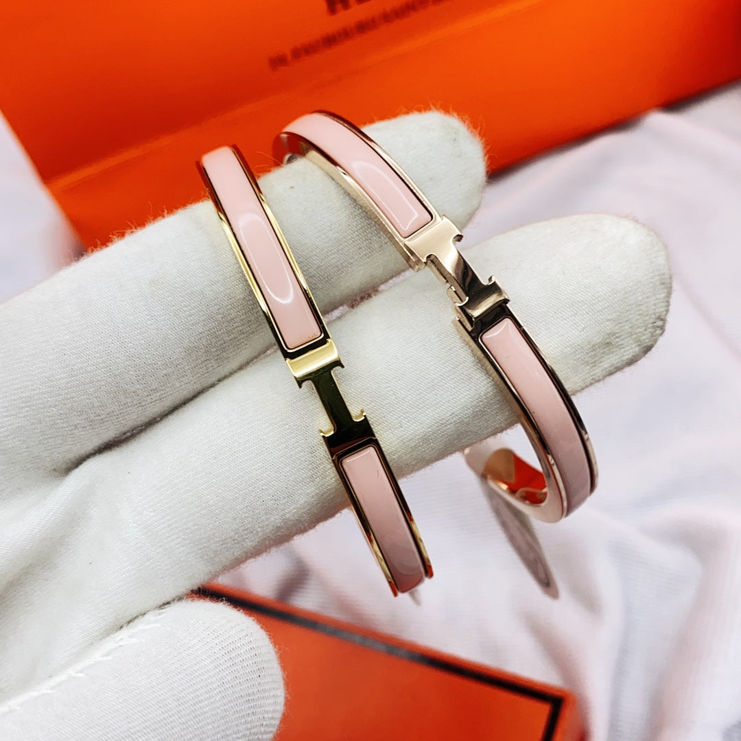[Baslove]KLASSISCHES HM CLIC ROSA 8MM EMAILLE ARMBAND