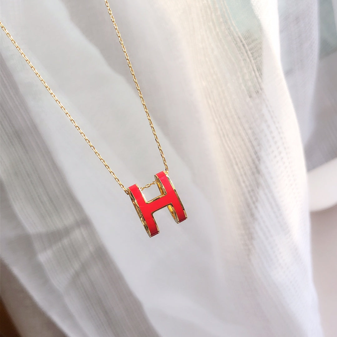 [Baslove] HM CLIC ROTE EMAILLE GOLD HALSKETTE
