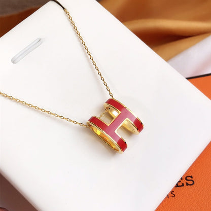 [Baslove] HM CLIC ROTE EMAILLE GOLD HALSKETTE