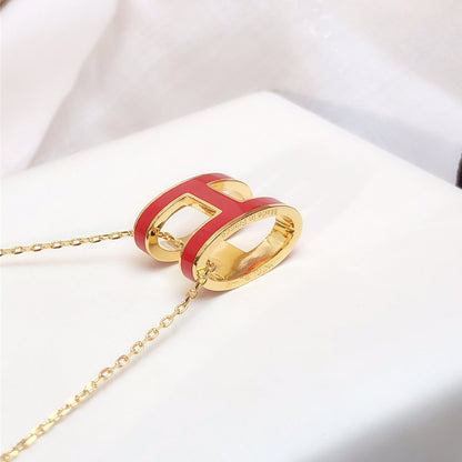 [Baslove] HM CLIC ROTE EMAILLE GOLD HALSKETTE