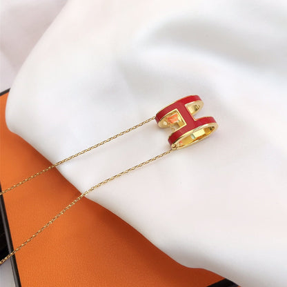 [Baslove] HM CLIC ROTE EMAILLE GOLD HALSKETTE