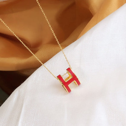 [Baslove] HM CLIC ROTE EMAILLE GOLD HALSKETTE