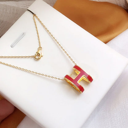 [Baslove] HM CLIC ROTE EMAILLE GOLD HALSKETTE
