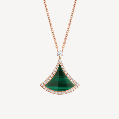 [Baslove]TRAUM MALACHIT DIAMANT GEPAPERTE ROSGOLD HALSKETTE