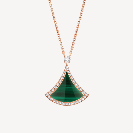 [Baslove]TRAUM MALACHIT DIAMANT GEPAPERTE ROSGOLD HALSKETTE