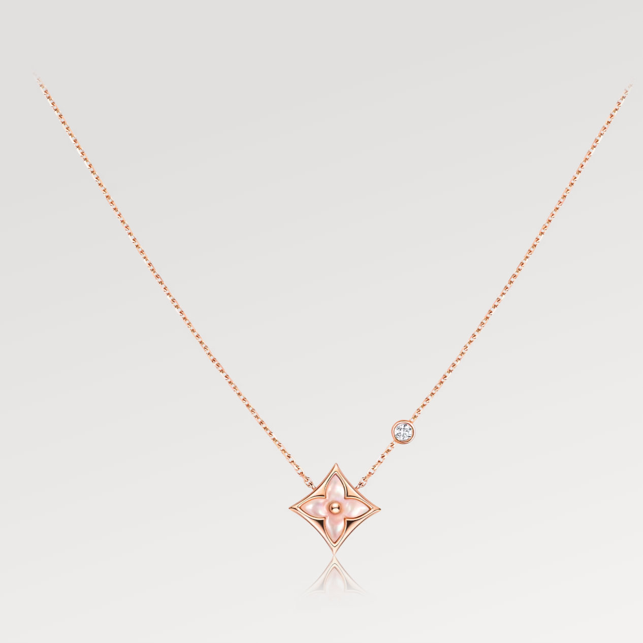 [Baslove]LV STAR PINK MOP 1 DIAMANT ROSGOLD HALSKETTE