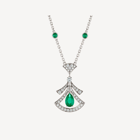 [Baslove] TRAUM HALSKETTE MALACHIT DIAMANT SILBER