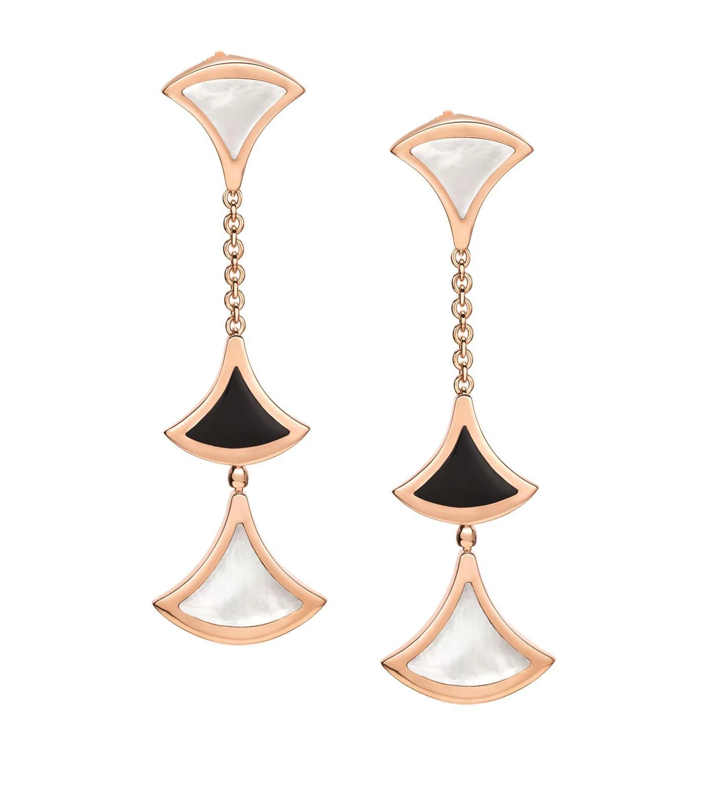 [Baslove]DREAM OHRRINGE 3 MOTIVE ONYX MOP ROSA GOLD
