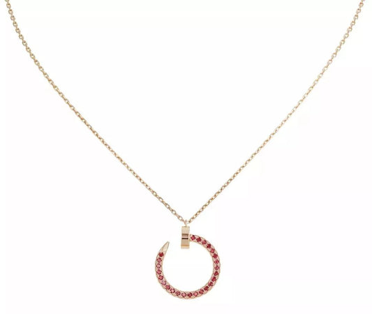 [Baslove]JUSTE HALSKETTE GOLD ROTE DIAMANTEN