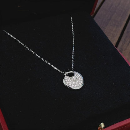 [Baslove]AMULETTE SILBER VOLLE DIAMANT HALSKETTE