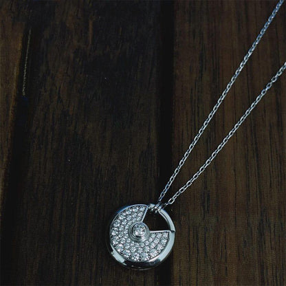 [Baslove]AMULETTE SILBER VOLLE DIAMANT HALSKETTE