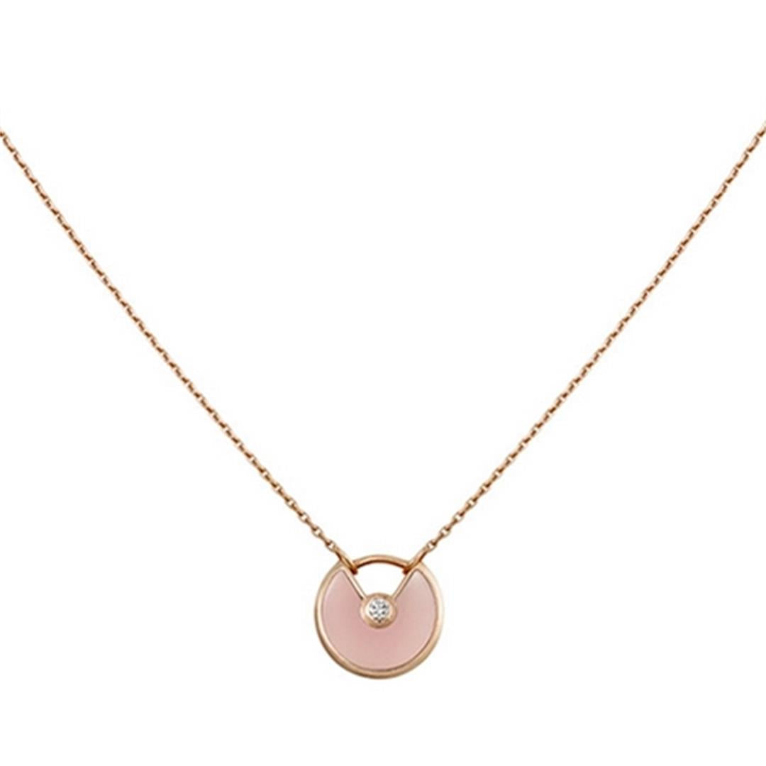 [Baslove]AMULETTE ROSÉGOLD ROSA MOP HALSKETTE
