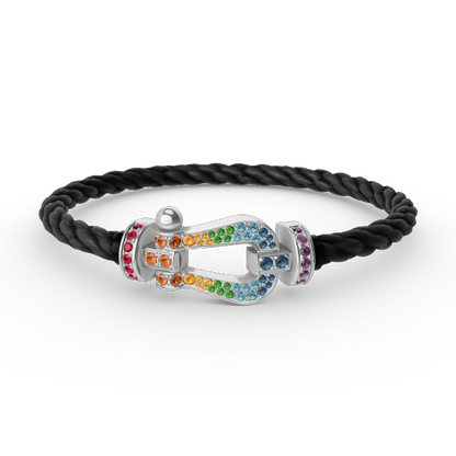 [Baslove]FORC GROSSES HUFEISENFARBIGE DIAMANTARMBAND SILBER