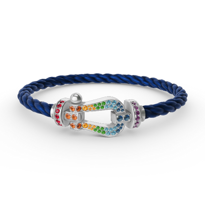[Baslove]FORC GROSSES HUFEISENFARBIGE DIAMANTARMBAND SILBER