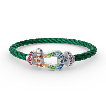 [Baslove]FORC GROSSES HUFEISENFARBIGE DIAMANTARMBAND SILBER