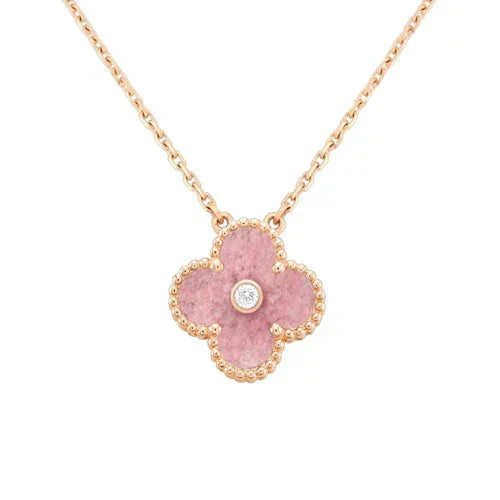 [Baslove]CLOVER 15MM DIAMANT-RHODONIT-HALSKETTE