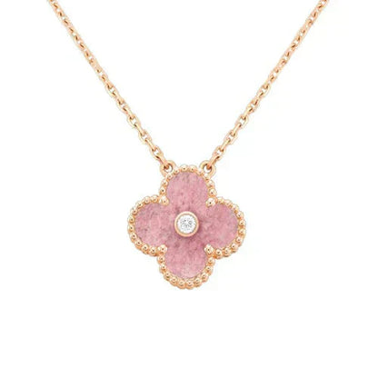 [Baslove]CLOVER 15MM DIAMANT-RHODONIT-HALSKETTE