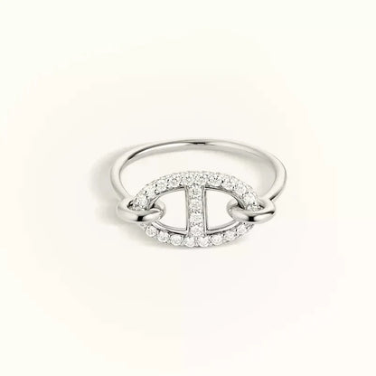 [Baslove]Runder kleiner silberner Diamantring