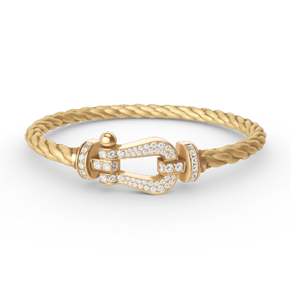 [Baslove]FORCE GROSSES HUFEISENARMBAND MIT VOLLEN DIAMANTEN GOLD